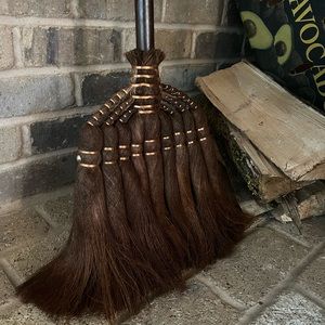 Organic Coconut Palm Fiber Broom Black Bamboo Handle and matching kitchen tools